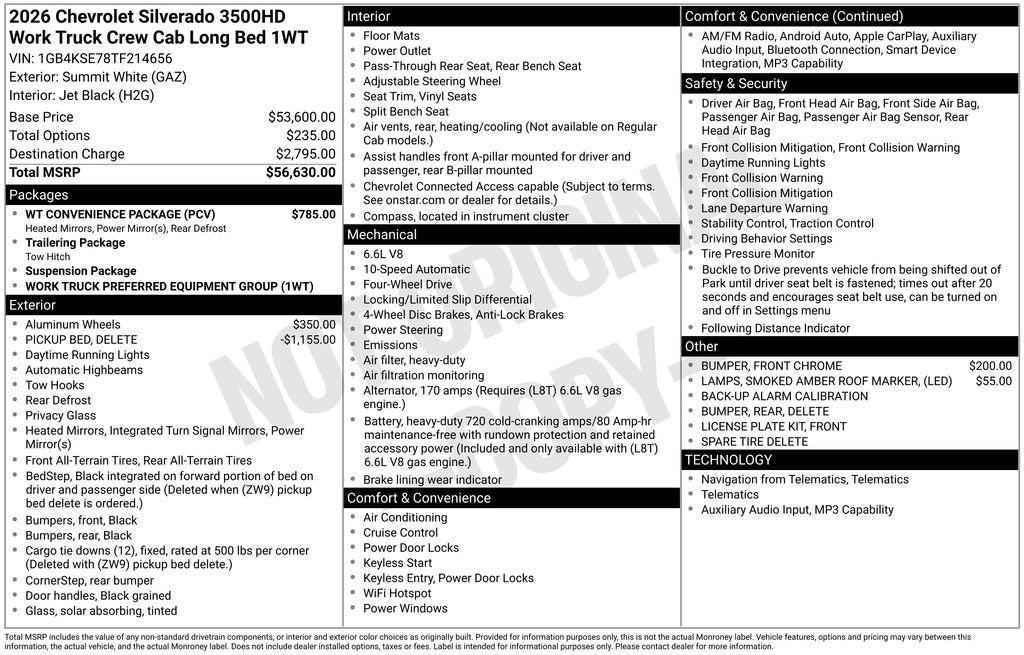 2026 Chevrolet Silverado 3500 HD WT
