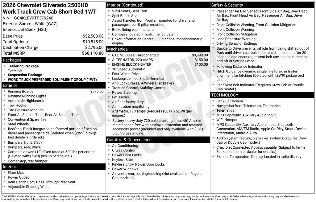2026 Chevrolet Silverado 2500 HD WT