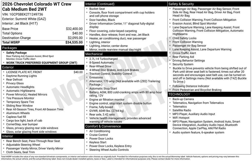 2026 Chevrolet Colorado WT