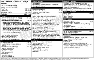 2021 Chevrolet Express Cargo 2500 RWD 2500 135