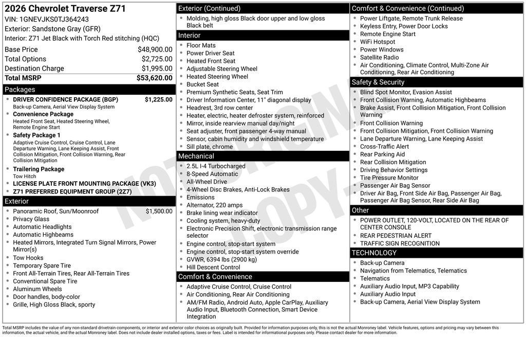 2026 Chevrolet Traverse Z71