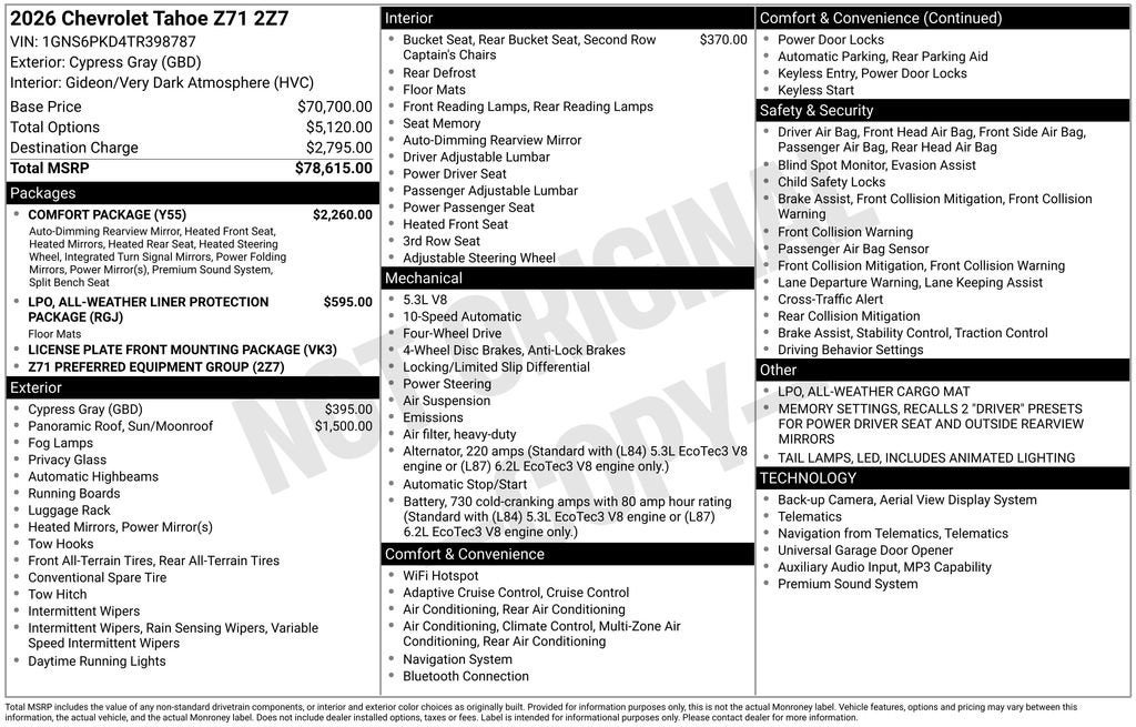 2026 Chevrolet Tahoe Z71