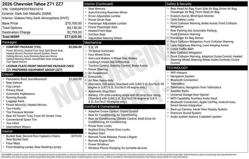 2026 Chevrolet Tahoe Z71