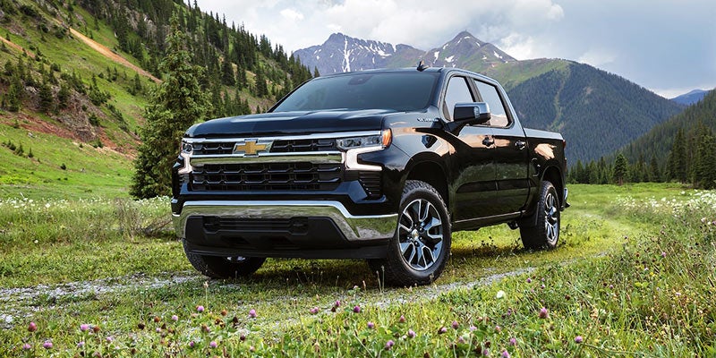 2022 Chevy Silverado with the greenary