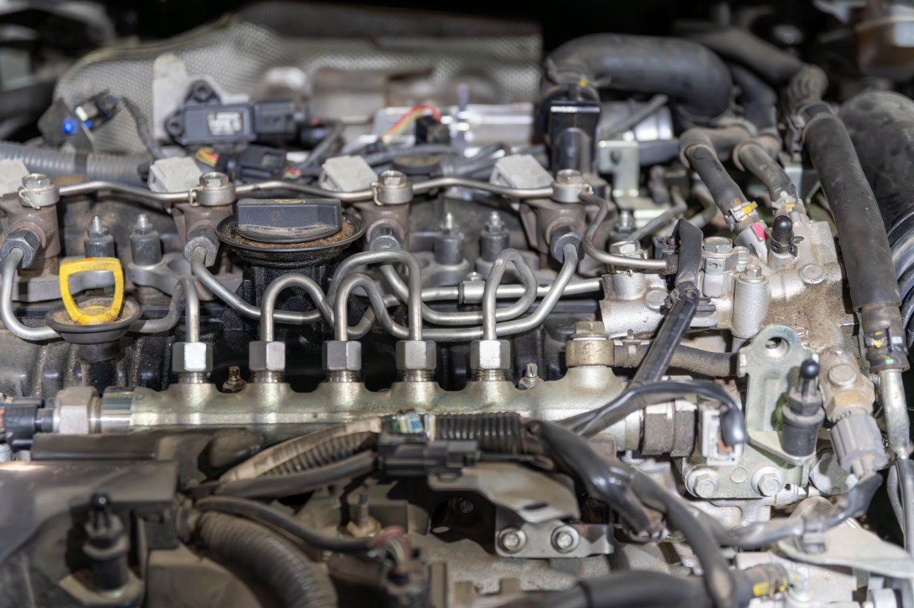A close up of a diesel engine.