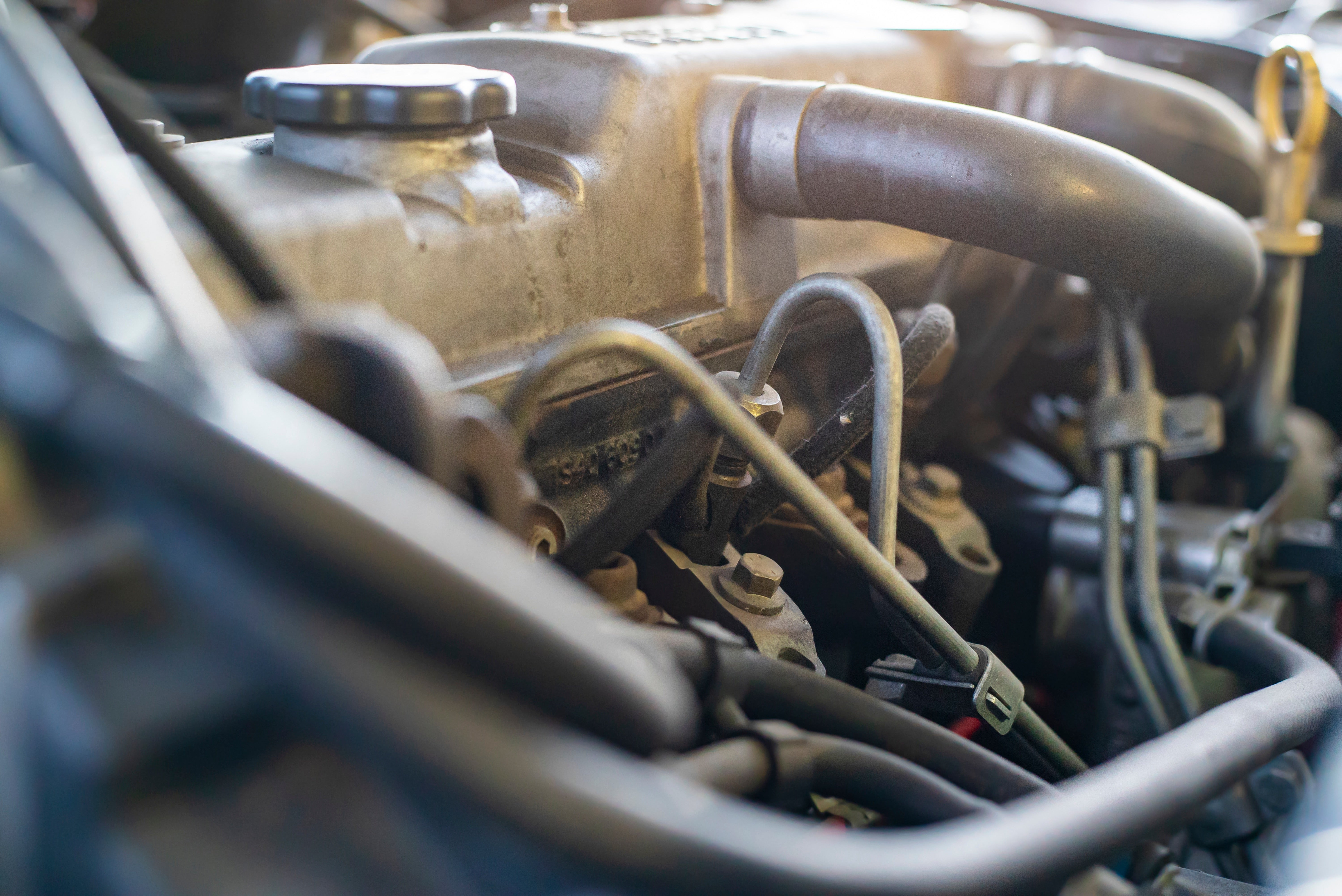 Diesel injectors in an engine being repaired